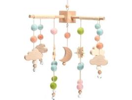 Mobile Baby Wind Chimes Felt Balls Moon Stars Mobile Hot Air Balloon Baby Boys Girls Bed Pendant Hanging For Cot Baby Bed Star Moon TRANTECH