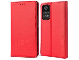 Capa Flip MOOZY para Xiaomi Redmi Note 11 Pro 5G/4G Vermelha Capa Tipo Carteira Magnética Inteligente Flip Fólio com Suporte e Suporte Para