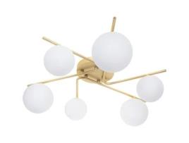 Candeeiro de Tecto Analu 6Xg9 Alt.17Xd.60Cm Dourado/Branco FERRIMEX