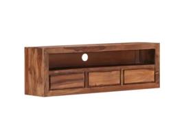 Móvel para TV em Madeira Maciça de Sheesham com 3 Gavetas e 1 Compartimento 120X30X40 cm 2502062 MOBIKASA