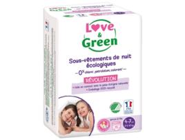Love & Green Roupa Interior Orgânica 4-7 Anos (17-30 Kg) 15 Unidades LOVE & GREEN