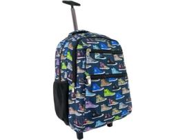 Mochila escolar com rodas para escola, grande, bolsa escolar infantil, estampa de sapato azul COSHANO