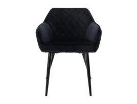 Conjunto de 4 Cadeiras de Jantar/Estar em Veludo Preto Pernas de Aço 80 Cm