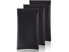 Estojo de Couro para Óculos de Sol Squeeze Estojo de Mola para Óculos de 3 Peças Preto TRANTECH