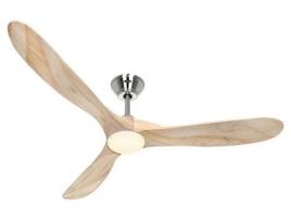 Ventilador de Teto com Luz CASAFAN 315260 Genuine Eco-L 152 Cm Madeira Maciça Natural/Cromo Acetinado