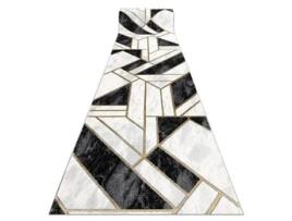Passadeira DYWANY LUSZCZOW Emerald Exclusivo Glamour Mármore Geométrico Poliéster Preto (70x630cm)