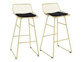 Conjunto de 2 Bancos Altos Poliéster Aço e Espuma Cor Amarillo 44 5X48X94 6 Cm HOMCOM