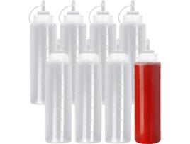 8 Garrafa de Molho Grande Garrafa de Condimento Garrafa de Plástico com Tampa Xl 680Ml Sólido & Bpa Livre VOINEE