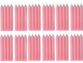Vela de Mesa Rosa Pack de 48 Unidades Velas Decorativas Sem Perfume Velas para Sua Casa COM-FORT HOUSE