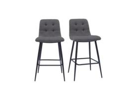 Conjunto de 2 bancos de cozinha de design em tecido cinza e metal com 65 cm de altura Escape MILIBOO
