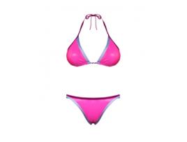 Pacote de Biquíni Sutiã e Calcinha QUELTON Feito À Mão Rosa Choque e Azul Claro Tamanho M Icônic