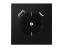 Tomada Schuko com Carregador Usb Safety+ Preto Mate Ls JUNG