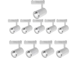 10X Track Led Ceiling Spotlight 30W Branco Quente 3000K 3000 Lumens 185V-265V Ac Monofásico Cor Branca JANDEI