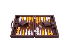 Gamão Luxuoso 15 Polegadas 38 Cm Acessórios Perolados Marrom ENGELHART