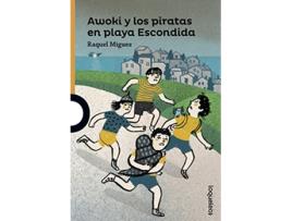 Livro Awoki y los piratas en playa Escondida de Raquel Miguez (Espanhol)