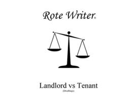Livro Landlord vs Tenant Dwellings de Rote Writer (Inglês)