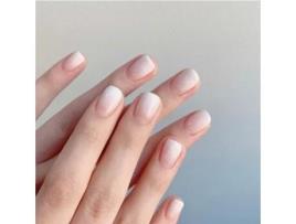 Tips para Unhas Artificiais em Gradiente de Branco para Leitoso Estilo Curto Quadrado para Uso Diário