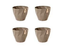 Conjunto de 4 Vasos Decorativos Redondos de 9,5 cm com Textura. cinza ARECA