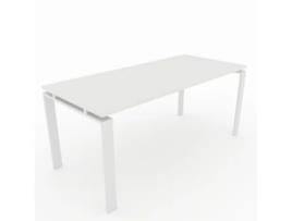 Secretária para Teletrabalho Escritório Casa. Estrutura Fechada Cor Preta. Tábua de Madeira de Cor Branco 200X80Cm. Fabricado em Espanha. OFICIT