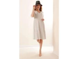 Vestido Unissexo MT CLOTHES Escote Pico Lunares Branco (Casal)