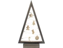 Árvore de Natal de Madeira BOGATECO com Led de 52Cm de Altura Decoração em Madeira Incluída Decorações de Natal 20 Led