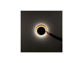 Plafon Led Drum em Metal Preto Dourado Fosco 43W PERENZ