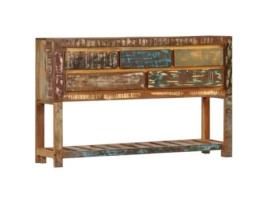 Aparador Mesa Consola em Madeira Maciça Reciclada 120X30X75 cm 4402172 MOBIKASA