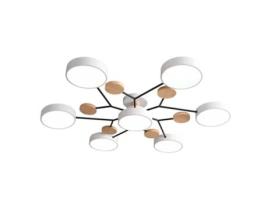 Lustre de Teto Acrílico Branco de Madeira Simples Led de 7 Cabeças Adequado para Sala de Estar e Corredor SLD