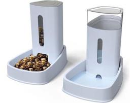 Conjunto com Comedouro e Bebedouro Automático para Cão 3.8L Cor Azul Nevoeiro