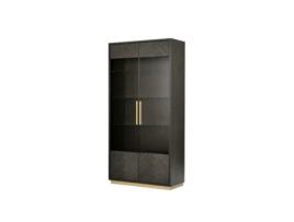 Vitrine FURNLUX PREMIUM Seville Preto Madeira Sólida 100X41X200 Cm