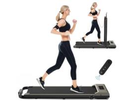 Passadeira De Corrida Dobrável 2 Em 1 Motor Elétrico Silencioso De 750 Watt Velocidade Ajustável De 1-10Km/H Cinzento BIGZZIA