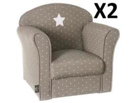Conjunto de 2 Poltronas Infantis Clássicas Taupe C 50 X P 39 X a 44 Cm PEGANE