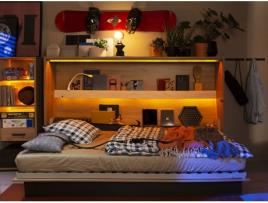 Cama Queen Size Led AMBIHOME Aglomerado de Madeira Castanho (120x200cm)