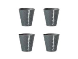 Palmeira Conjunto de 4 Vasos Decorativos Redondos de 11 cm com Textura. Cinza ARECA