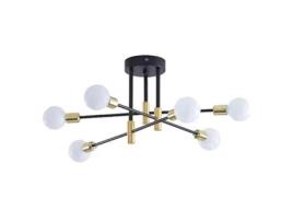 Candeeiro de Teto Simples de Ferro Criativo de 6 Cabeças com Poste Móvel Adequado para Salas de Estar e Restaurantes SLD