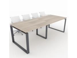 Mesa de Reunião de Casa e de Escritório Estrutura Fechada Cor Cinzento Grafite Tampo de Mesa em Melamina Cor Faia 240X100 Fabricada em Espanha OFICIT