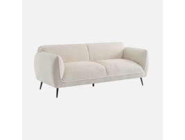 Sofá de 3 Lugares em Tecido Boucle Creme com Pernas Metálicas Creme SWEEEK