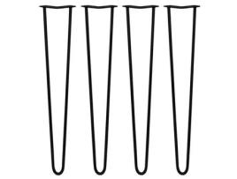 Pernas Skiski 4 Pernas de Mesa em Gancho de Cabelo 71 Cm 2 Hastes de Aço Pretas Espessura 12 Mm