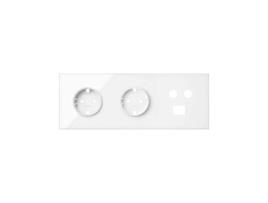 Kit Frontal para 3 Elementos com 2 Tomadas Schuko e 1 Tomada R-Tv+Sat Única com 1 Conector Rj45 Branco Brilhante SIMON 100