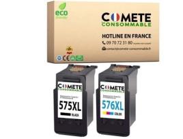 575 576 Xl 2 Cartuchos Compatíveis com Canon Pg-575 Cl-576 Xl / 575Xl 576Xl Cor Preta para Canon Pixmats355 COMETE CONSOMMABLE