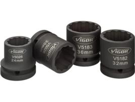 VIGOR V5024 Conjunto de soquete de impacto quadrado oco 3/4 de polegada 20 mm Perfil hexagonal externo duplo 24 30 32 36 Número