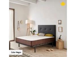 Pack Colchão e Cabeceira Estofada e Base de Cama DESCANSIN Silencioso e de Fácil Montagem (180 x 200 cm - Preto)