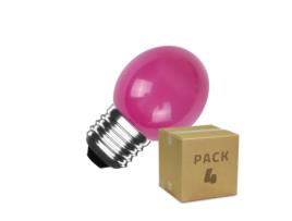 Pack de 4 Lâmpadas Led E27 3W 300 Lm G45 Rosa LEDKIA