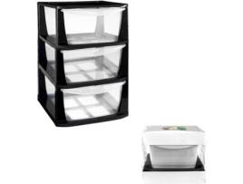 Cômoda de Plástico Empilhável para Armazenamento Cômoda Desmontada Grande Preto 400X385X570 COMFORT HOUSE