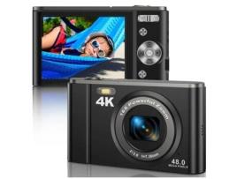 Câmara Digital das Crianças Compacta Dc303 4K 48Mp com Foco Automático Zoom 16X 2 8 Polegadas- Preto VIGA EUROPE