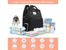 Mochila EALLC Multifuncional para Bebê, Cama Dobrável, Bolsa para Troca de Fraldas para Mamãe Preta