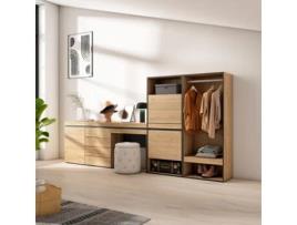 Sapateira 297X145X35 Cm para Quarto Dormitório Roupeiro Aberto Cómoda Toucador Carvalho SKRAUT HOME
