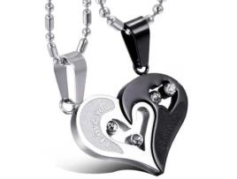 Colar Odiea Colar Masculino Feminino Colar Fantasia Coração Amor Quebra-Cabeça Eu Te Amo Cor Prata Preto em Aço Inoxidável OIDEA