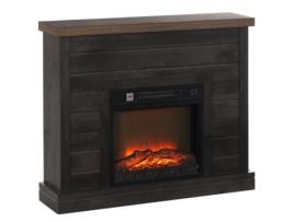 Lareira Elétrica Melamina de Madeira HOMCOM  Metal e Vidro Temperado cor Cinza 96 5x22x81 7 cm
