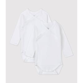 Petit Bateau Lote de 2 bodies com abertura cruzada, 0-12 meses